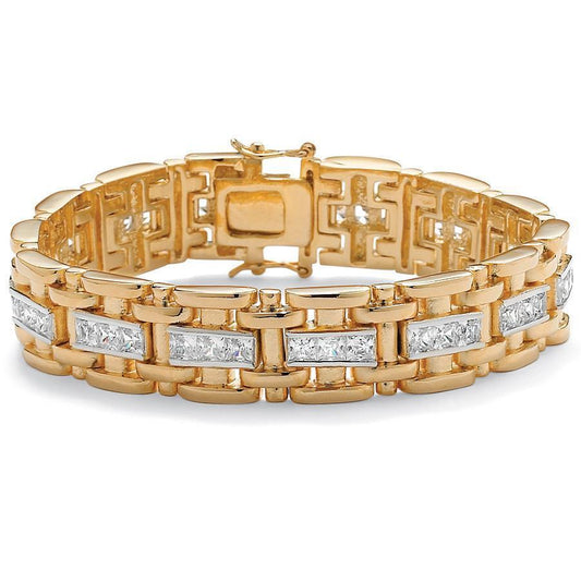 Bracciale Con Lunetta Incastonata 14 Ct Con Naturale Diamanti Taglio Princess Oro Bicolore 14K