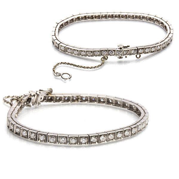 Bracciale Con Montatura A Canaletta Con Genuino Diamanti Rotondi 8 Carati Oro Bianco 14K