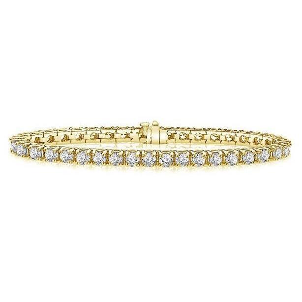 Bracciale Con Naturale Diamanti A Taglio Brillante Da 12,80 Ct Incastonati A Griffe YG 14K