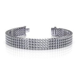 Bracciale Con Quattro File Di Naturale Diamanti Taglio Rotondo Da 7.80 Carati In Oro Bianco 14K