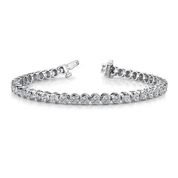 Bracciale Con Vero Diamanti Tondi Tennis Prong Set 10.08 Carati WG 14K