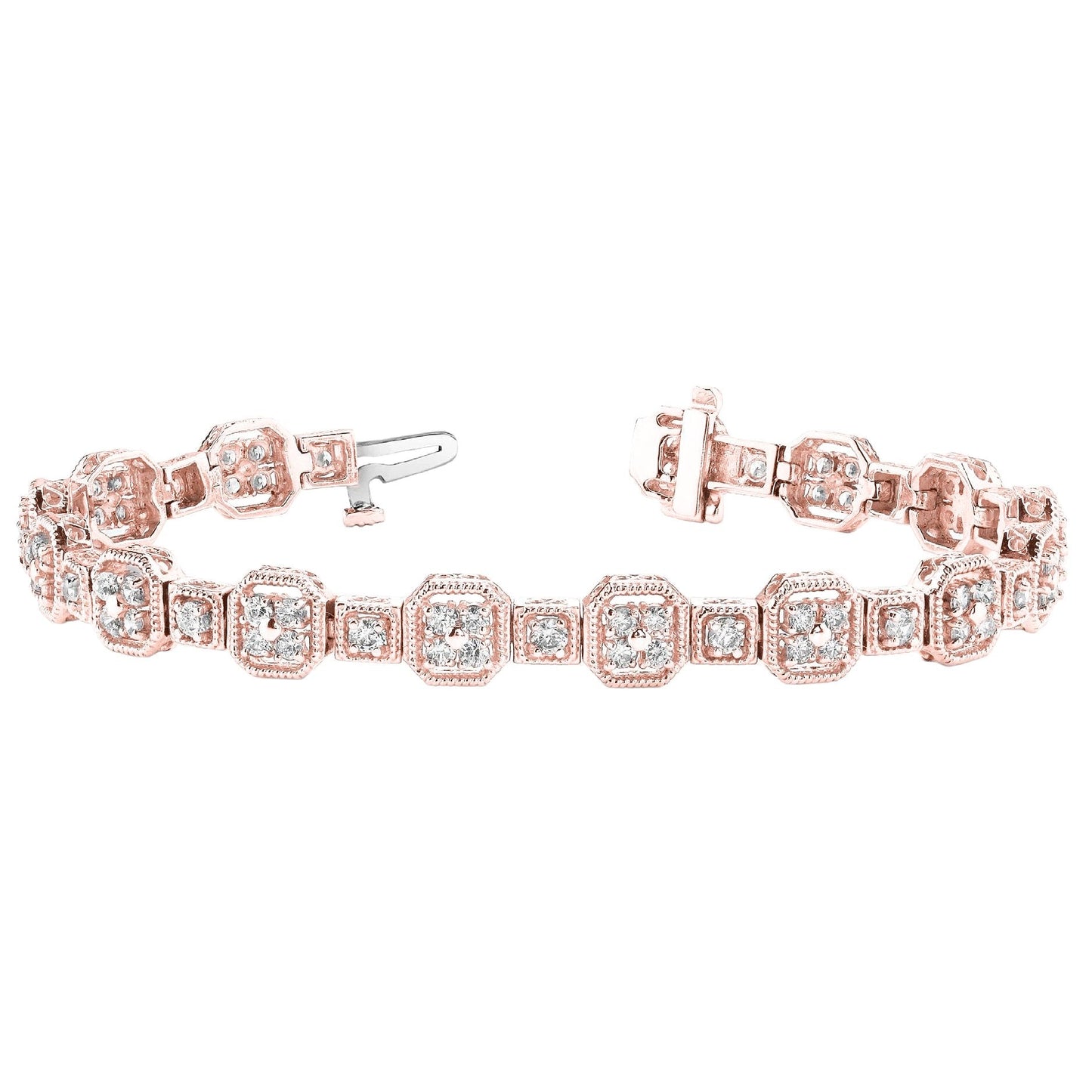 Bracciale Da 5.85 Carati Con Naturale Diamanti A Taglio Rotondo Con Griffe Rg 14K