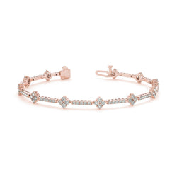Bracciale Da Donna Con Naturale Diamante Scintillante Taglio Rotondo 6 Carati In Oro Rosa 14k