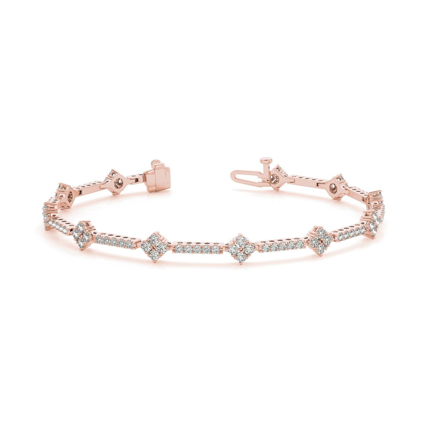 Bracciale Da Donna Con Naturale Diamante Scintillante Taglio Rotondo 6 Carati In Oro Rosa 14K