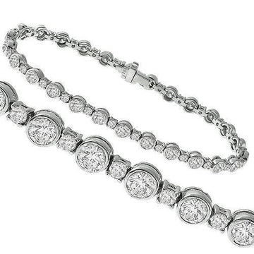 Bracciale Da Donna Con Vero Diamanti Taglio Rotondo In Oro Bianco 3.40 Ct Solid