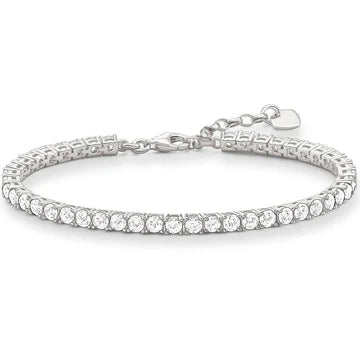 Bracciale Da Donna In Oro Bianco 14K 6.75 Ct. Vero Diamanti Rotondi Con Incastonatura A Griffe