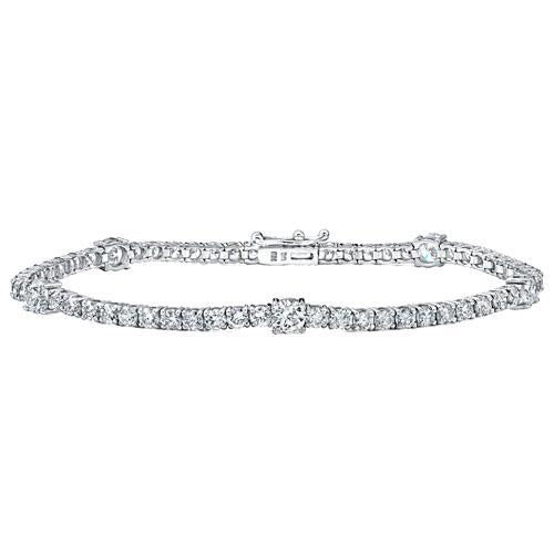 Bracciale Da Donna In Oro Bianco 14K Con Naturale Diamanti Rotondi Da 6.65 Carati
