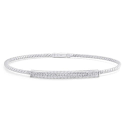 Bracciale Da Donna In Oro Bianco 2 Carati Piccoli Naturale Diamanti Rotondi