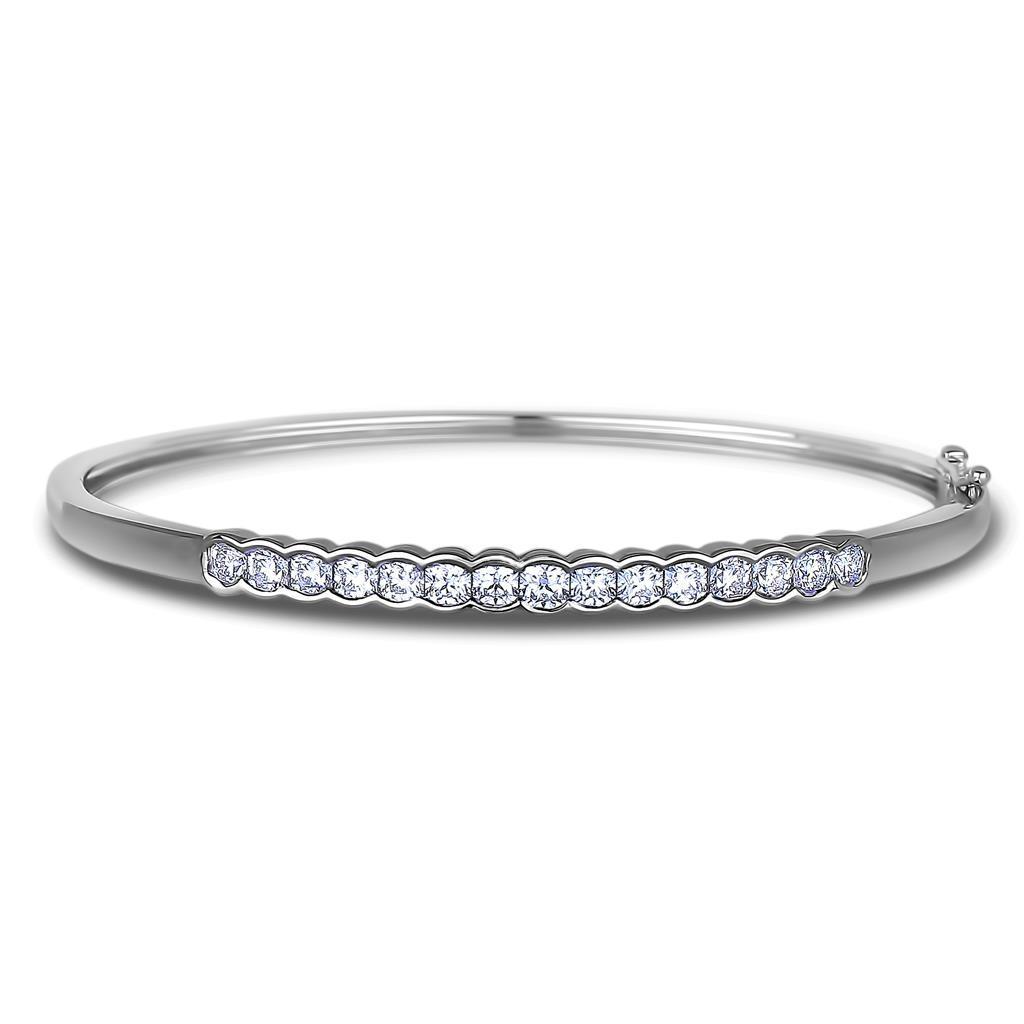 Bracciale Da Donna Scintillante Con Naturale Diamanti Rotondi Da 3 Carati In Oro Bianco 14K