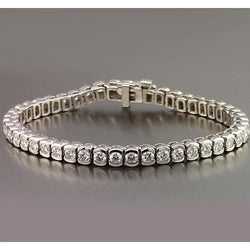 Bracciale Da Tennis Con Mezza Lunetta Con Genuino Diamanti Tondi. 4.90 Carati. Gioielli Novità