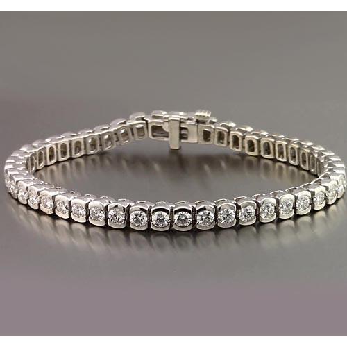 Bracciale Da Tennis Con Mezza Lunetta Con Genuino Diamanti Tondi. 4.90 Carati. Gioielli Novità