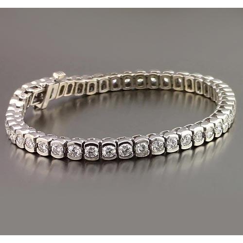 Bracciale Da Tennis Con Mezza Lunetta Con Genuino Diamanti Tondi. 4.90 Carati. Gioielli Novità
