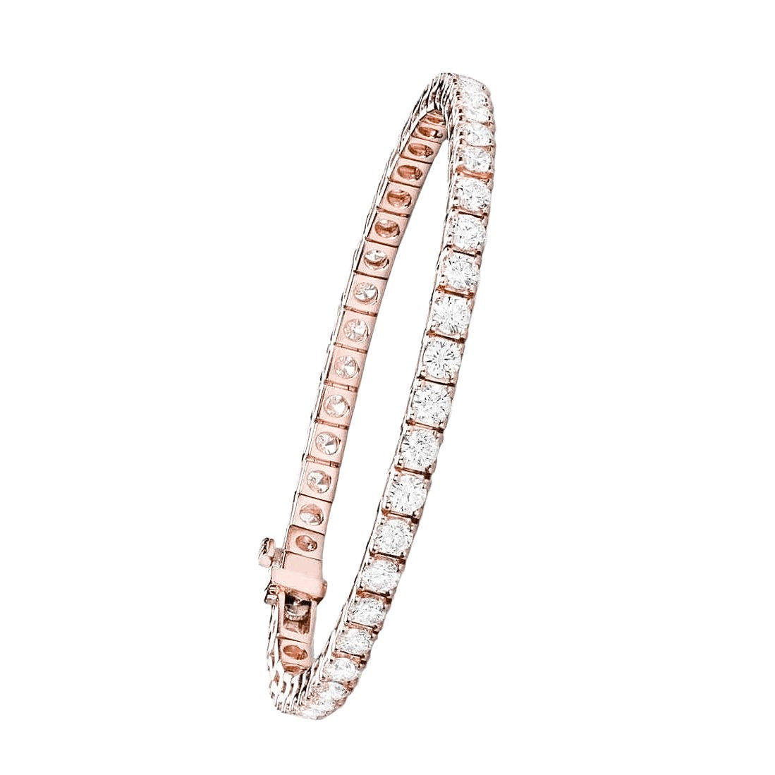 Bracciale Da Tennis Da Donna Con Naturale Diamanti A Taglio Rotondo In Oro Rosa Da 10.12 Ct