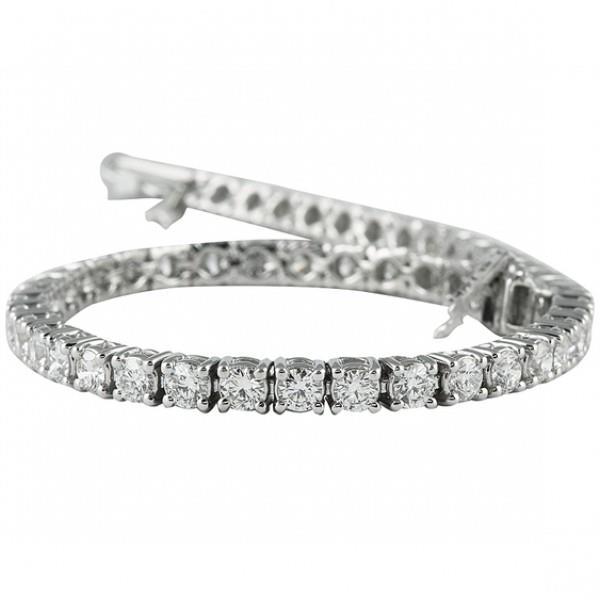 Bracciale Da Tennis Da Donna Con Vero Diamanti Tondi. Set Di Punte. Gioielli In Oro 7.50 Ct