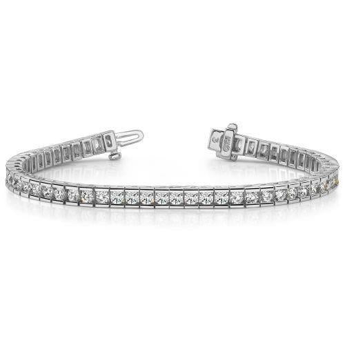 Bracciale Da Tennis In Oro Bianco Massiccio 14K Con Vero Diamanti Rotondi Da 6.60 Ct
