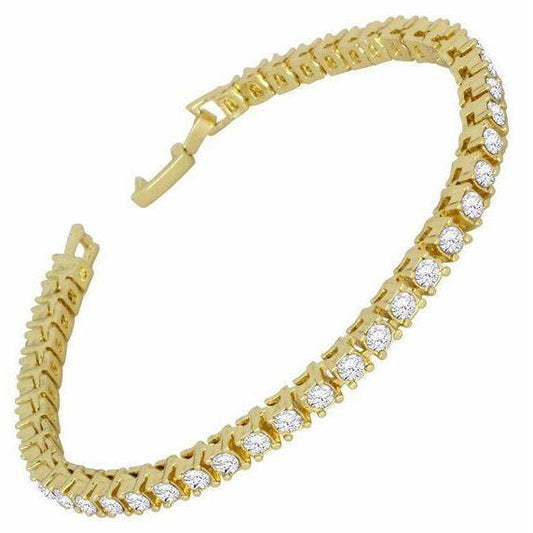 Bracciale Da Tennis In Oro Giallo 14K Con Naturale Diamanti Da Donna. 8.10 Carati. Gioielleria Raffinata