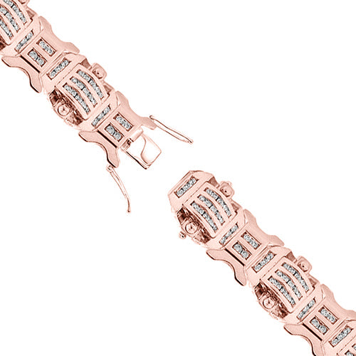 Bracciale Da Uomo Con Genuino Diamanti Scintillanti 12 Carati In Oro Rosa 14K