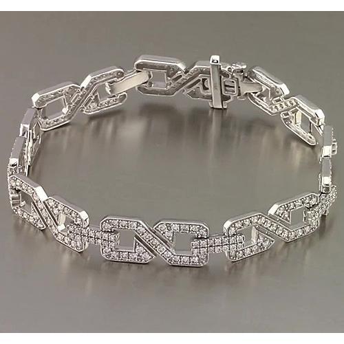 Bracciale Da Uomo Con Naturale Diamanti. Set Di Griffe 9 Carati. Gioielli In Oro Bianco 14K