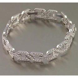 Bracciale Da Uomo Con Naturale Diamanti. Set Di Griffe 9 Carati. Gioielli In Oro Bianco 14K