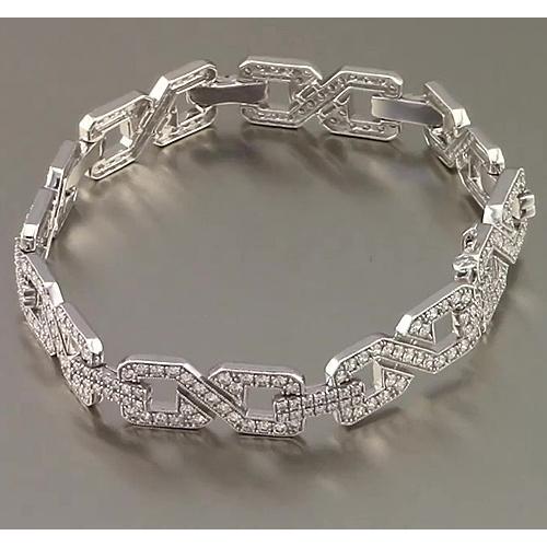 Bracciale Da Uomo Con Naturale Diamanti. Set Di Griffe 9 Carati. Gioielli In Oro Bianco 14K