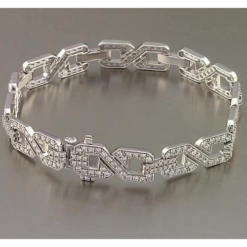 Bracciale Da Uomo Con Naturale Diamanti. Set Di Griffe 9 Carati. Gioielli In Oro Bianco 14K