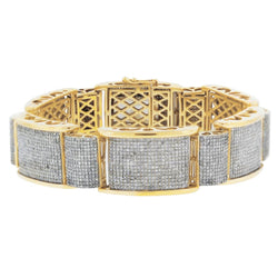 Bracciale Da Uomo Con Naturale Diamanti A Forma Rotonda. Oro Giallo Fine 14K. 28 Carati