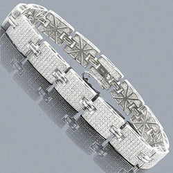 Bracciale Da Uomo Con Naturale Diamanti In Oro Bianco 14K 14 Carati Con Diamanti