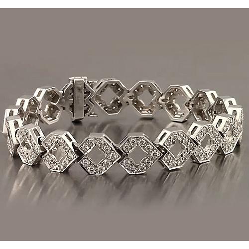 Bracciale Da Uomo Con Vero Diamanti 16 Carati In Oro Bianco 14K Nuovo