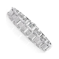 Bracciale Da Uomo Con Vero Diamanti Naturali A Forma Rotonda Da 5 Carati In Oro Bianco 14K