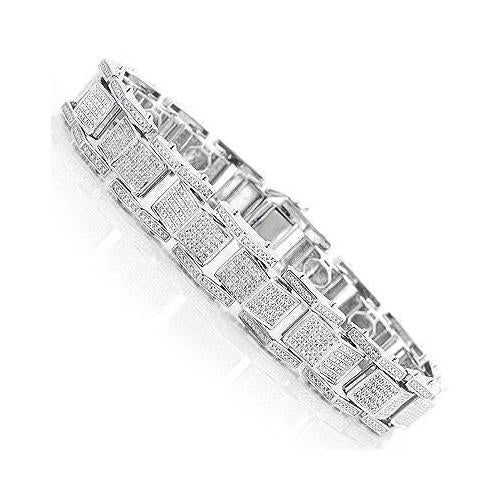 Bracciale Da Uomo Con Vero Diamanti Naturali A Forma Rotonda Da 5 Carati In Oro Bianco 14K