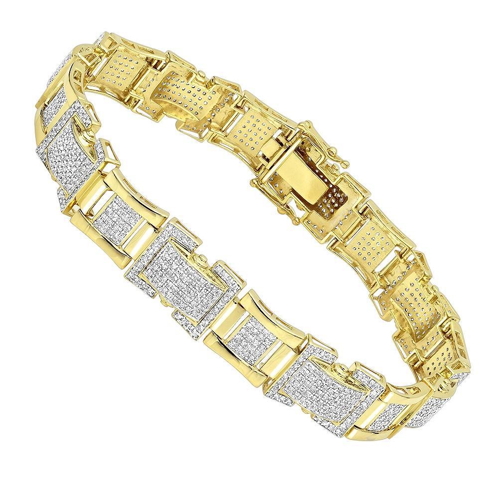 Bracciale Da Uomo Con Vero Diamanti Taglio Brillante Piccolo 9.25 Carati 14K YG Nuovo