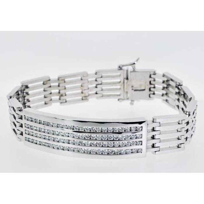 Bracciale Da Uomo In Oro Bianco 14K Con Vero Diamanti Scintillanti Di 4.60 Carati