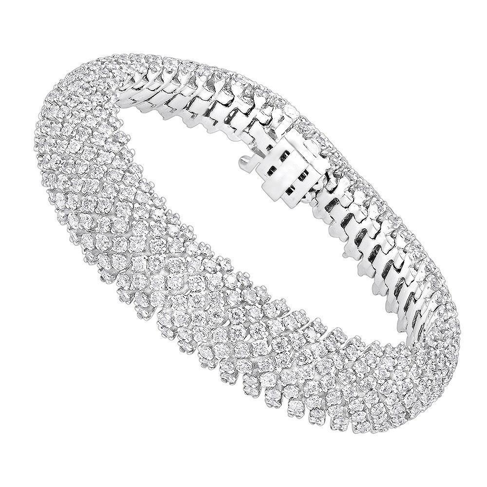 Bracciale Da Uomo In Oro Bianco 14K Con Vero Diamanti Taglio Rotondo Piccolo 17 Carati