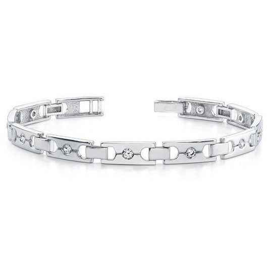Bracciale Da Uomo In Oro Bianco Con Genuino Diamanti Rotondi Da 2 Carati. Gioielli Da Uomo