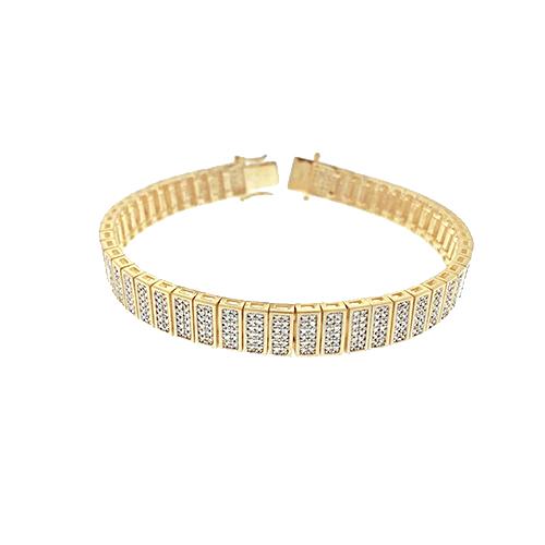 Bracciale Da Uomo In Oro Giallo 14K . Con Naturale Diamanti Scintillanti 10.25 Carati