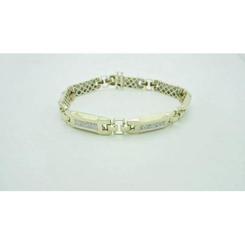 Bracciale Da Uomo In Oro Giallo 14K . Con Vero Diamanti Taglio Rotondo 6 Carati