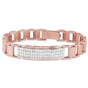 Bracciale Da Uomo In Oro Rosa 14K Con Naturale Diamanti. Gioielli Con Diamanti 3 Carati