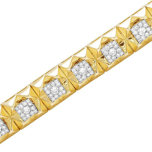 Bracciale Da Uomo Quadrato Con Vero Diamanti 5 Carati In Oro Giallo 14K