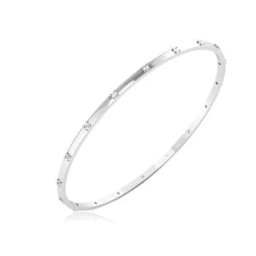 Bracciale Donna Con Vero Diamanti Tondi 2.70 Ct Oro Bianco 14K