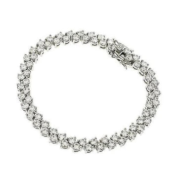 Bracciale Donna Gioielli Oro Bianco 7.20 Carati Vero Diamante Tondo