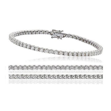 Bracciale Donna Tennis 6.50 Carati Vero Diamanti Tondi Piccoli Oro Bianco 14K