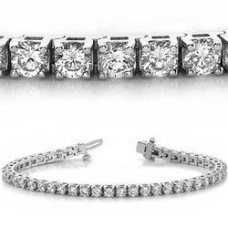 Bracciale Donna Tennis 7.40 Ct Taglio Rotondo Vero Diamanti Oro Bianco 14K