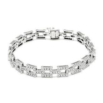 Bracciale In Oro Bianco 14K Con Genuino Diamanti Taglio Brillante Rotondo Piccolo Da 4.00 Ct