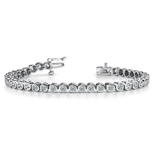 Bracciale In Oro Bianco 14K Con Genuino Diamanti Tondi Taglio Brillante Da 8 Ct