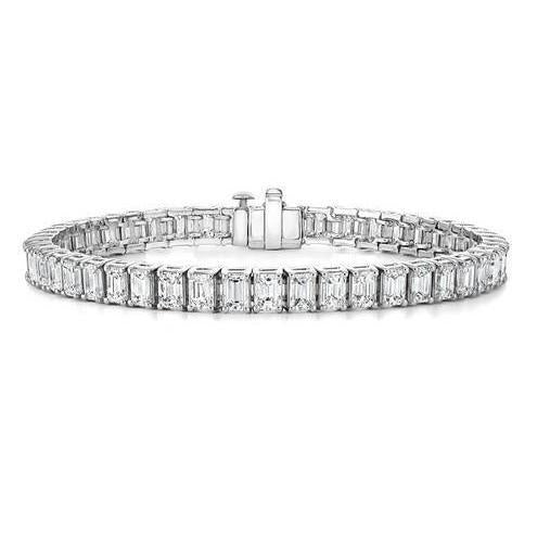 Bracciale In Oro Bianco 14K Con Naturale Diamanti Scintillanti Taglio Smeraldo 22.50 Carati