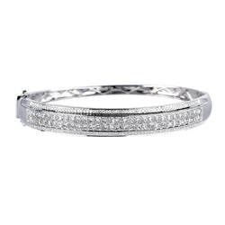 Bracciale In Oro Bianco 14K Con Naturale Diamanti Taglio Princess E Taglio Rotondo 8 Carati