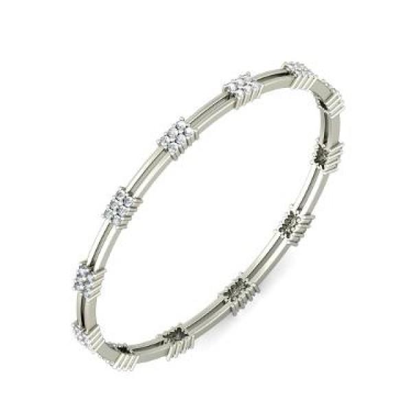 Bracciale In Oro Bianco 14K Con Naturale Diamanti Tondi Da 3,60 Ct