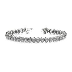 Bracciale In Oro Bianco 14K Con Vero Diamanti A Maglie Stile Ovale Vintage Da 3.80 Carati