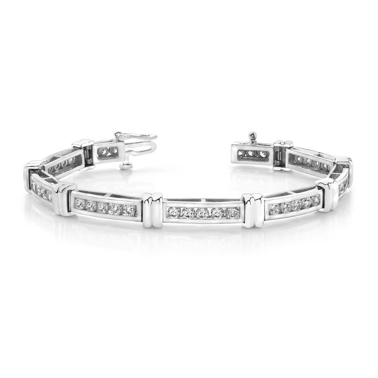 Bracciale In Oro Bianco Con Genuino Diamanti Rotondi Da 4 Ct Con Montatura A Canaletta