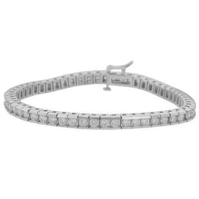 Bracciale Incastonato A Canale Con Genuino Diamanti A Taglio Rotondo Scintillante Da 6.05 Carati WG 14K